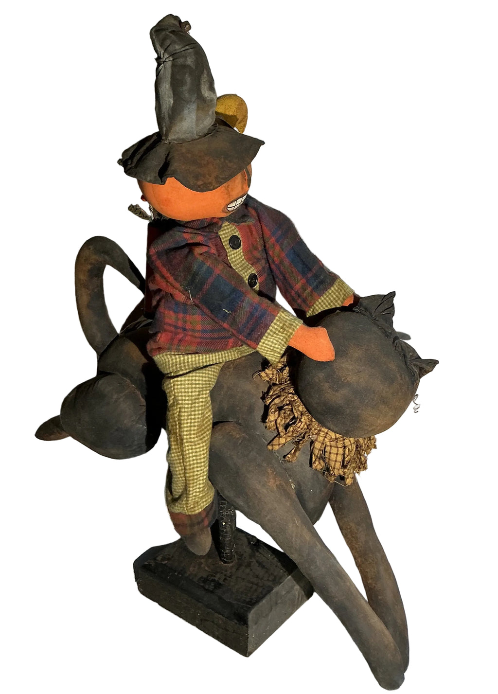 Jack-o-lantern riding cat