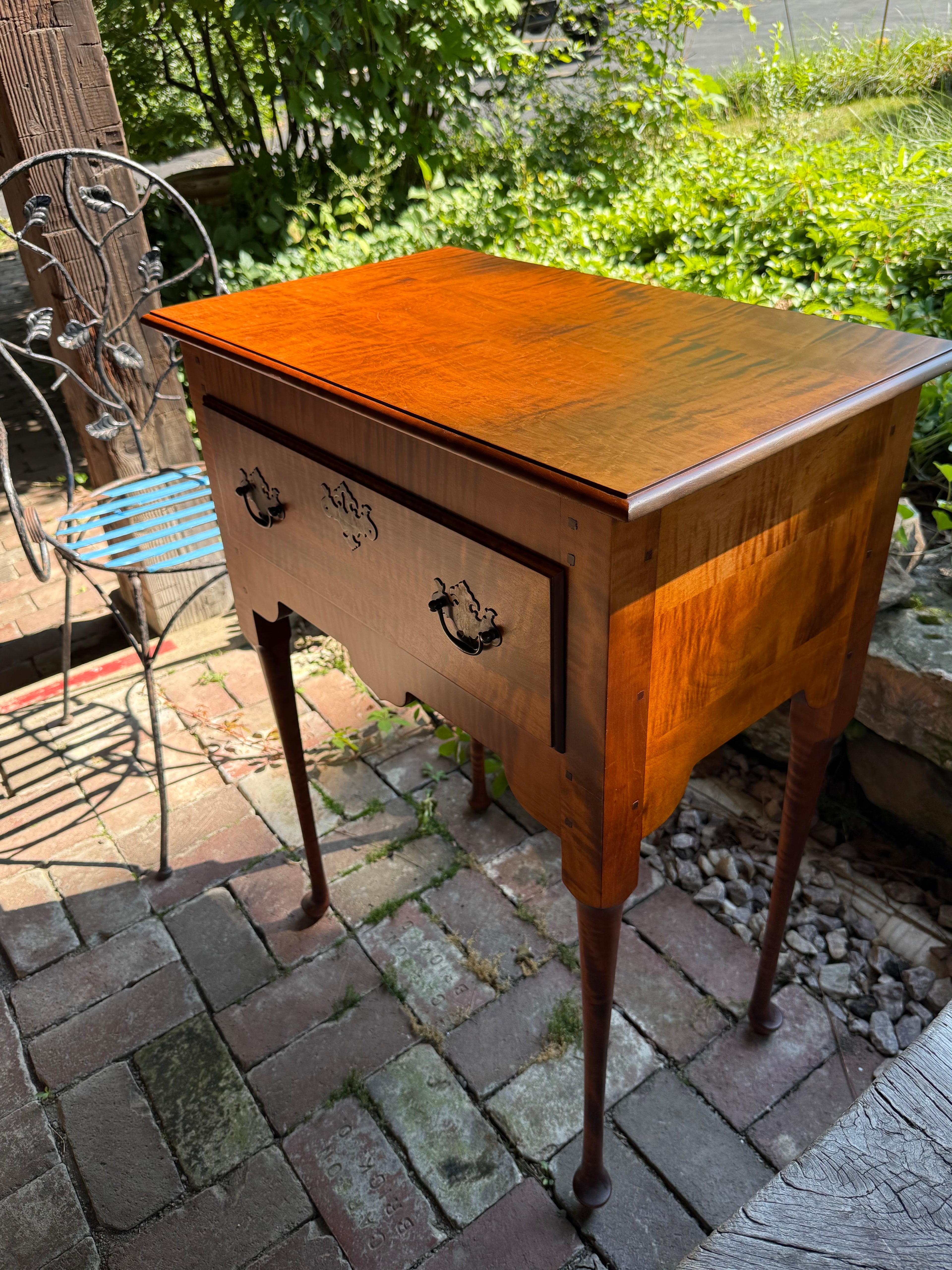 J.L. Treharn Tiger Maple Queen Anne Server
