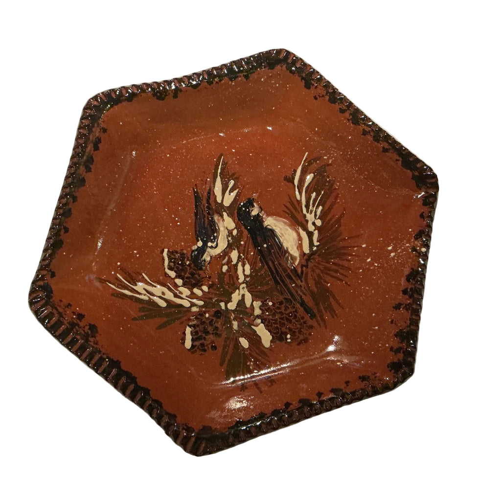 10” redware plate by Sandra Fox of Cabin Craft by Cazan Pottery