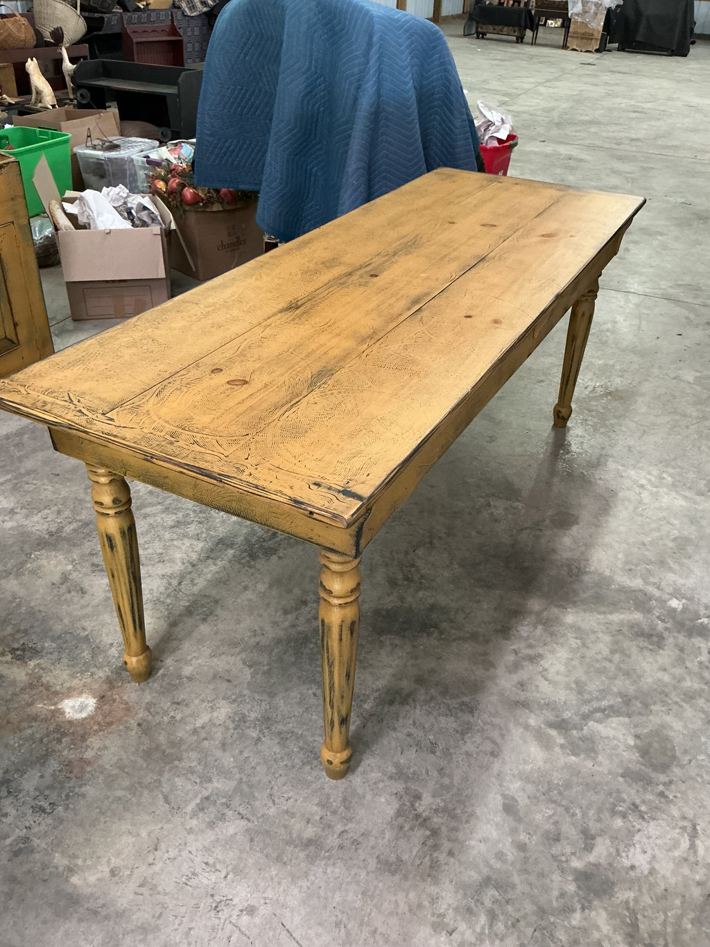 Hand grained mustard table