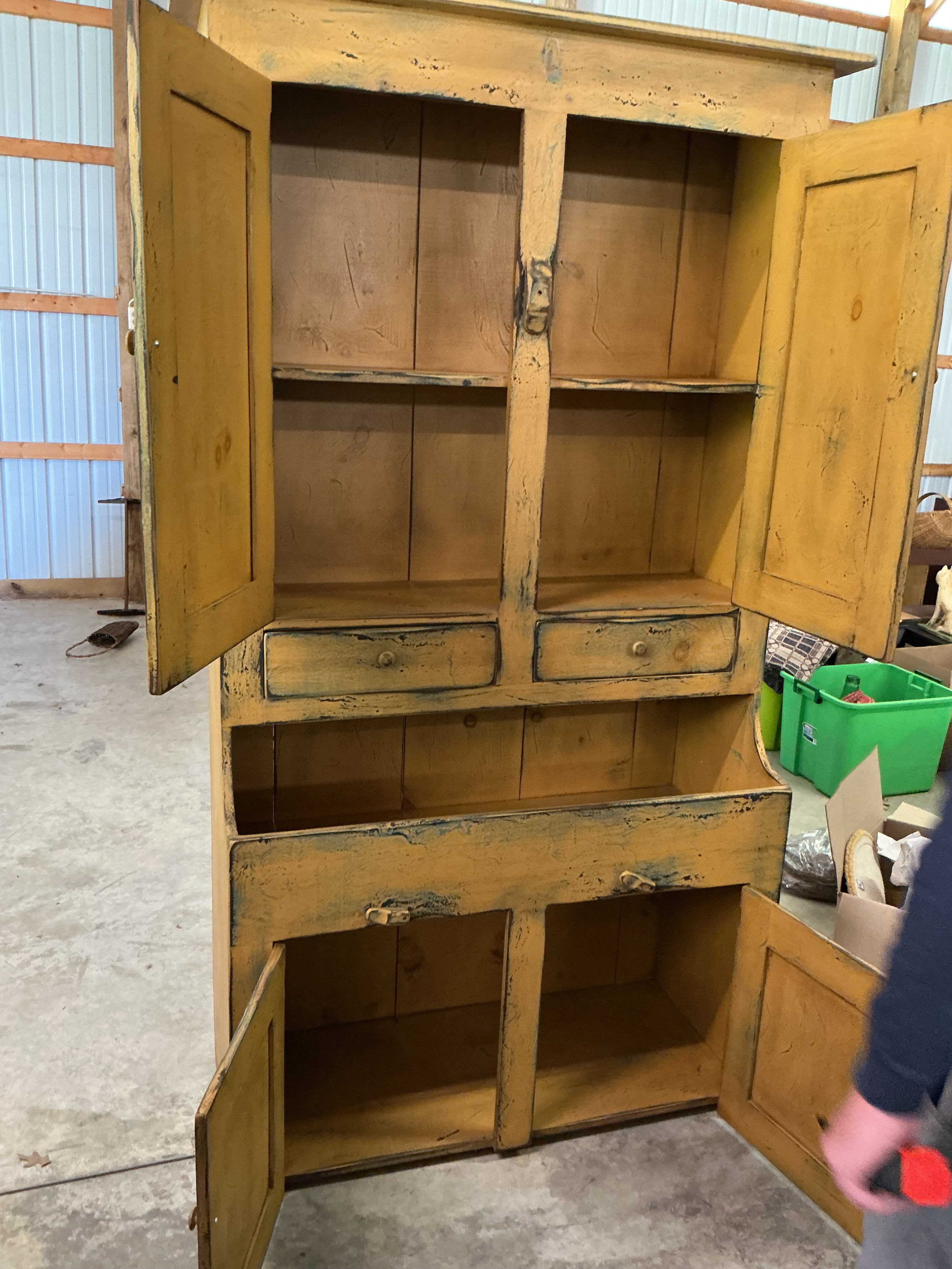 One piece mustard drysink cupboard