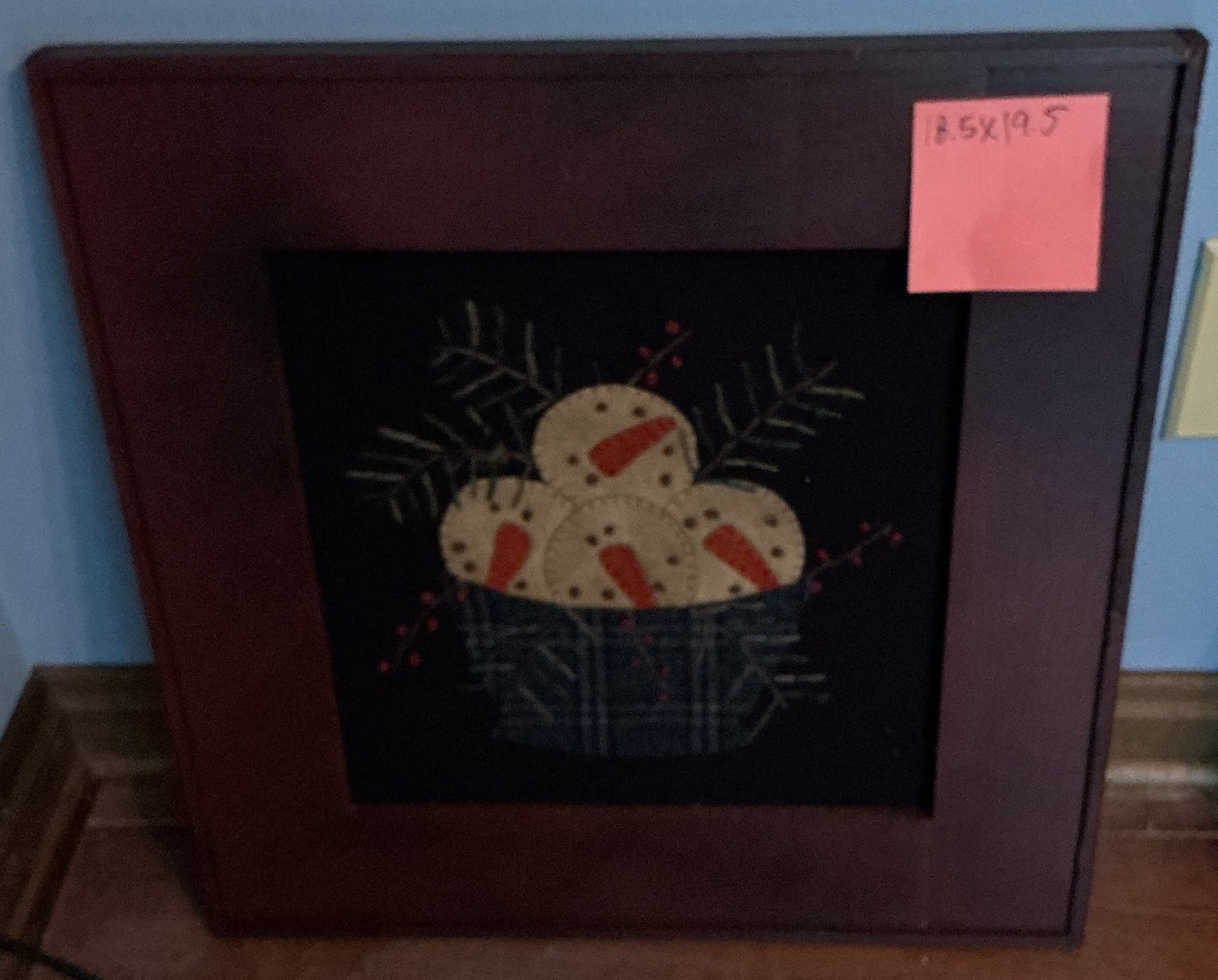 Hand made snowman sign on felt