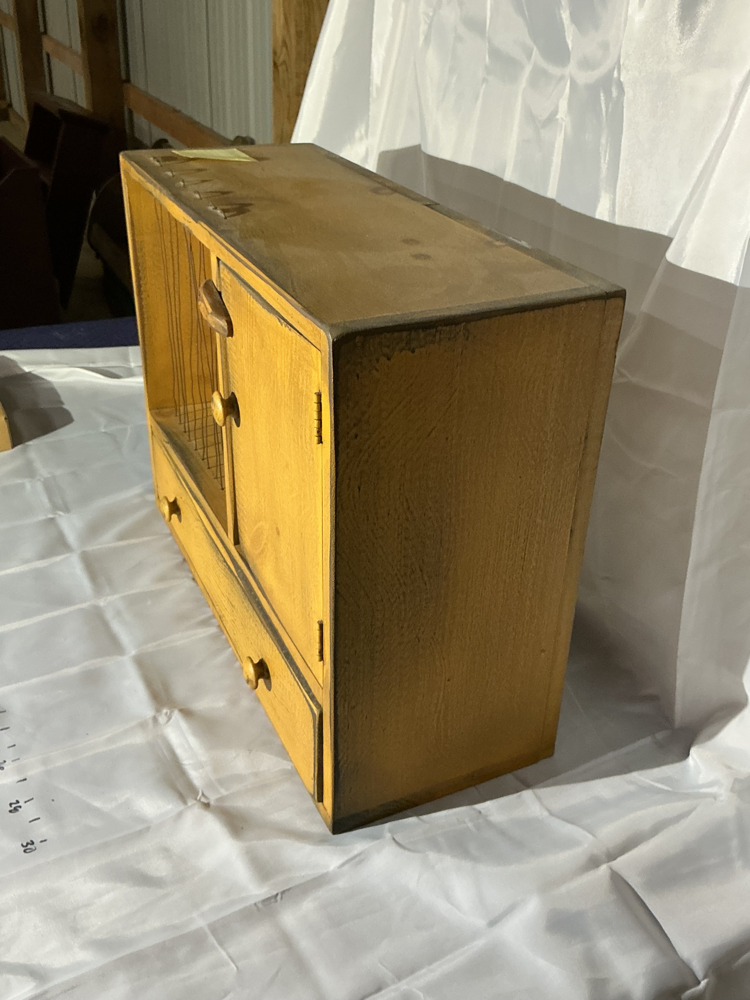 Mustard wall cupboard/plate cupboard