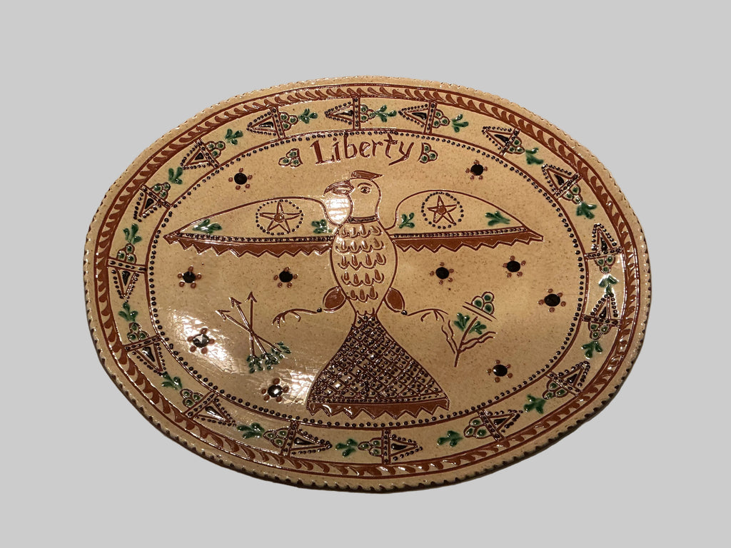 16” x 13” Redware plate by Christopher Woods of Turtlecreek Potters