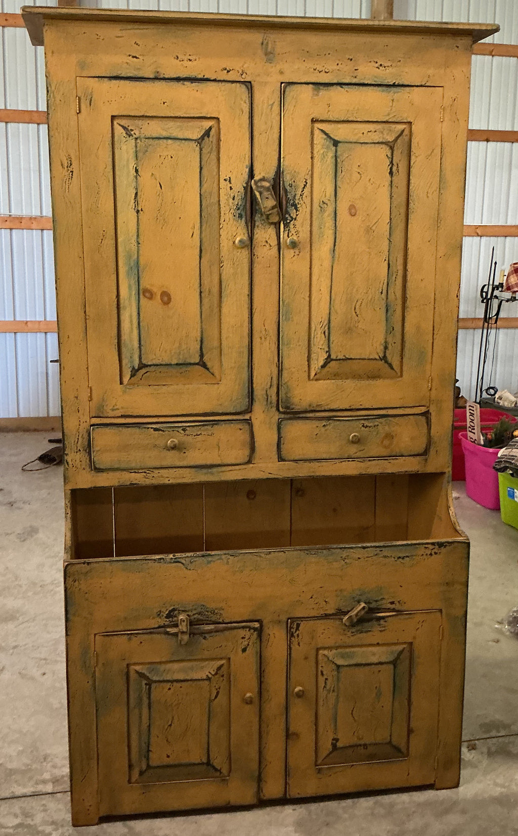 One piece mustard drysink cupboard