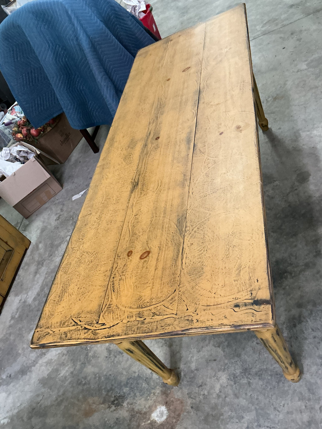 Hand grained mustard table