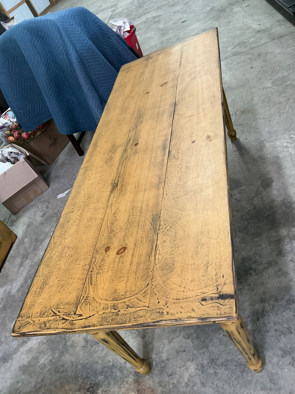Hand grained mustard table
