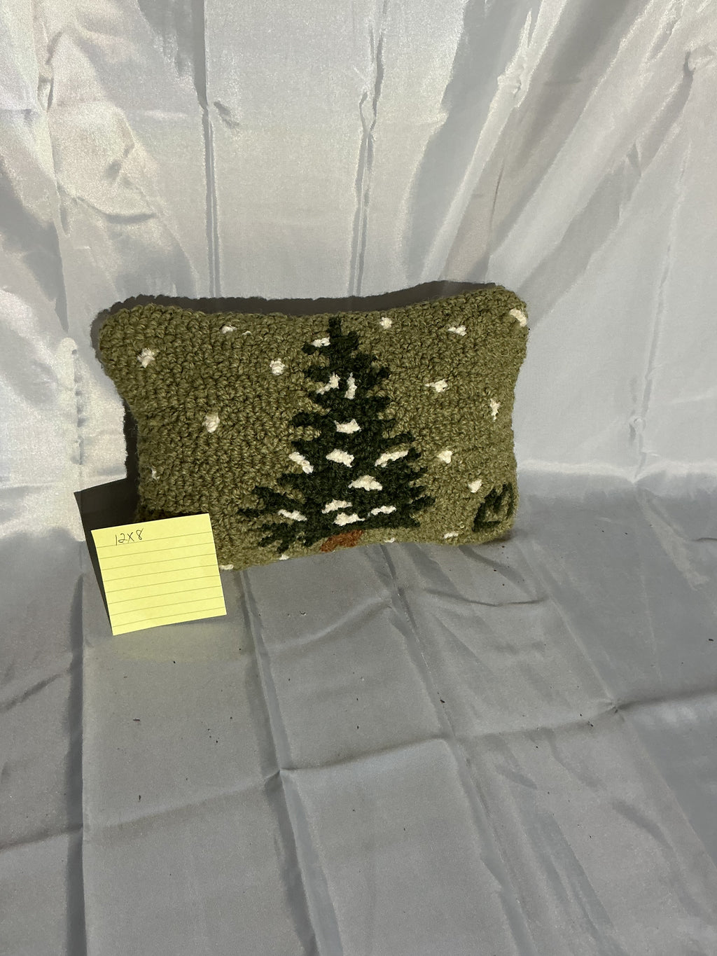 Hooked Christmas tree pillow