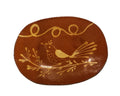 12” by 9” redware plate by Betty Lou of Turtlecreek Potters