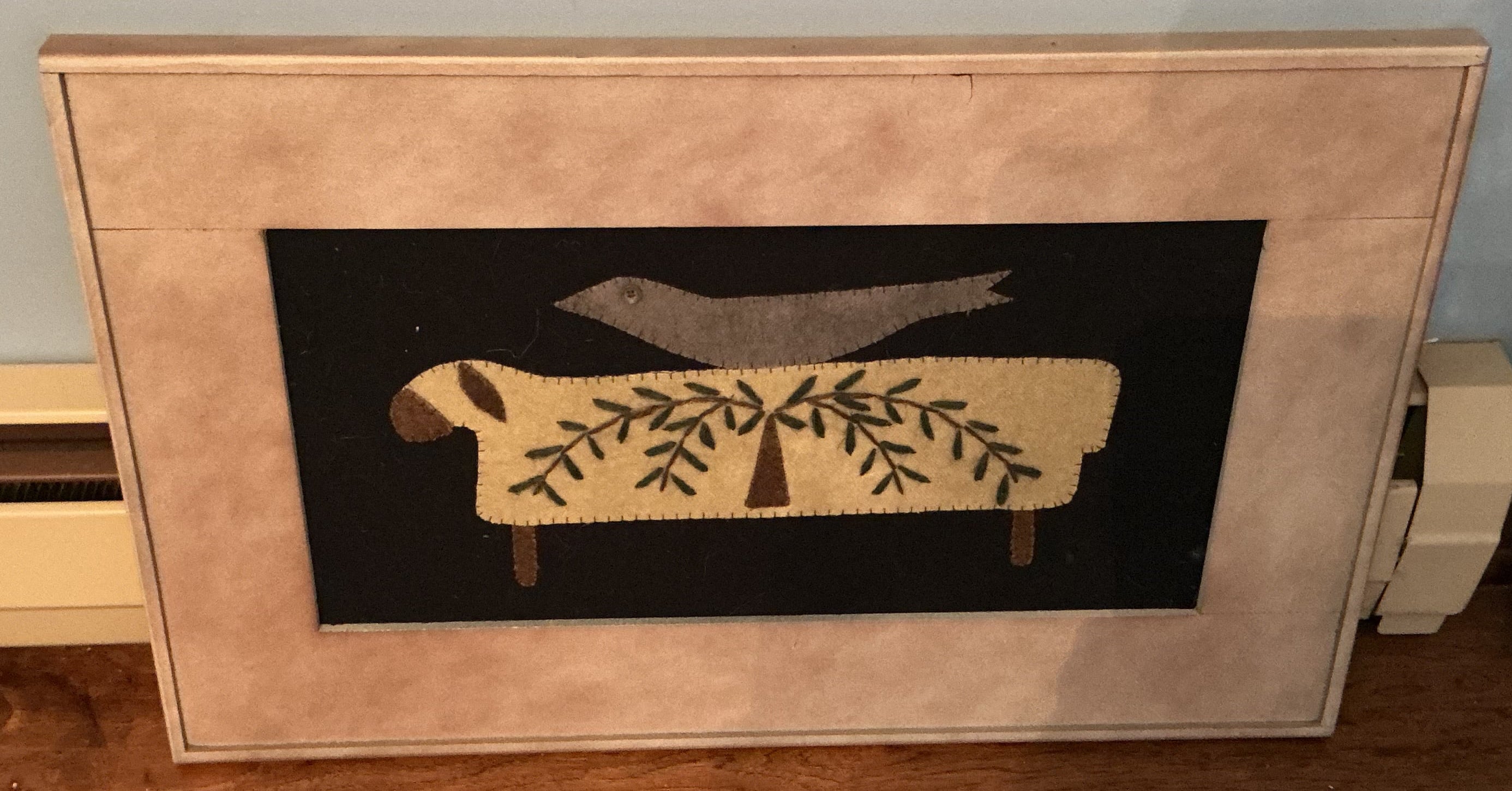 Hand made sheep picture on felt