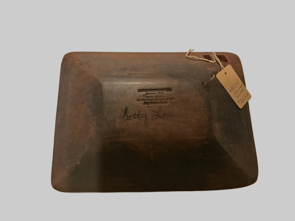 11” by 8.75” redware plate by Betty Lou of Turtlecreek Pottery