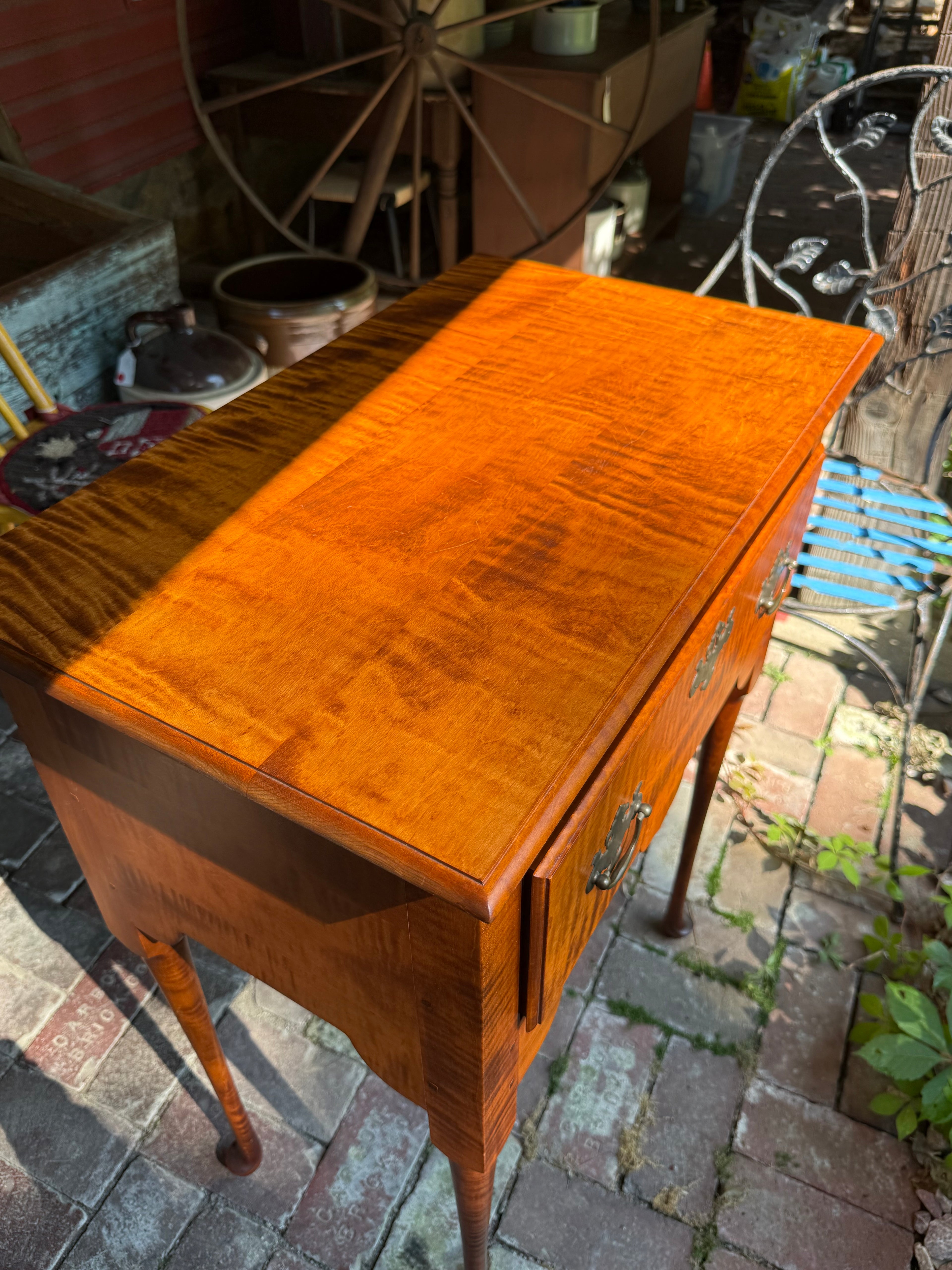 J.L. Treharn Tiger Maple Queen Anne Server