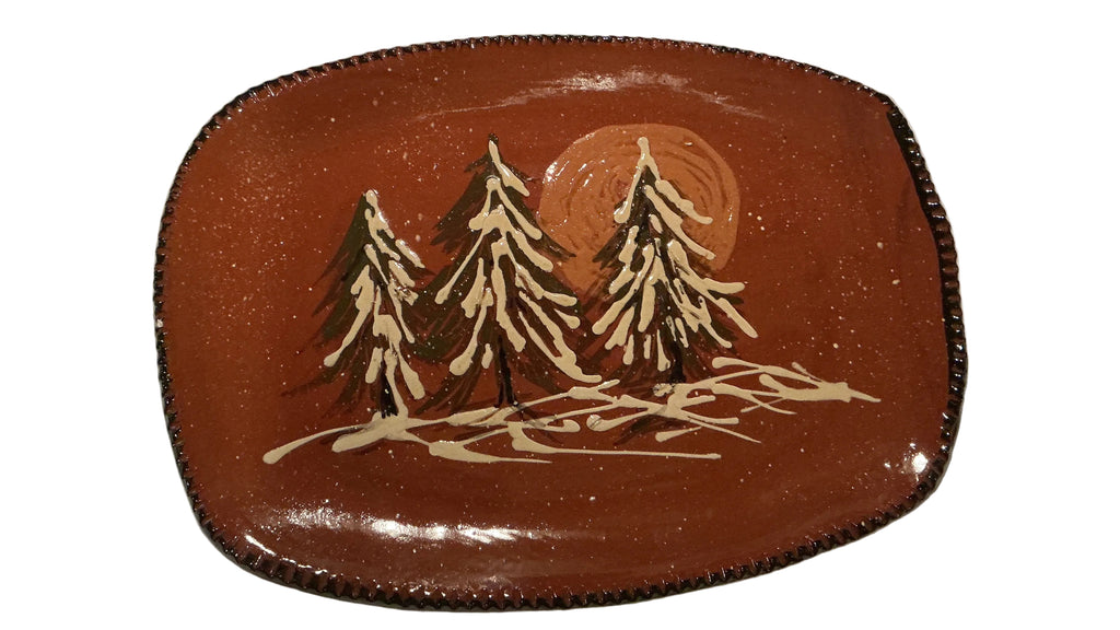 13” x 9” redware plate by Cabin Craft Pottery by Cazan