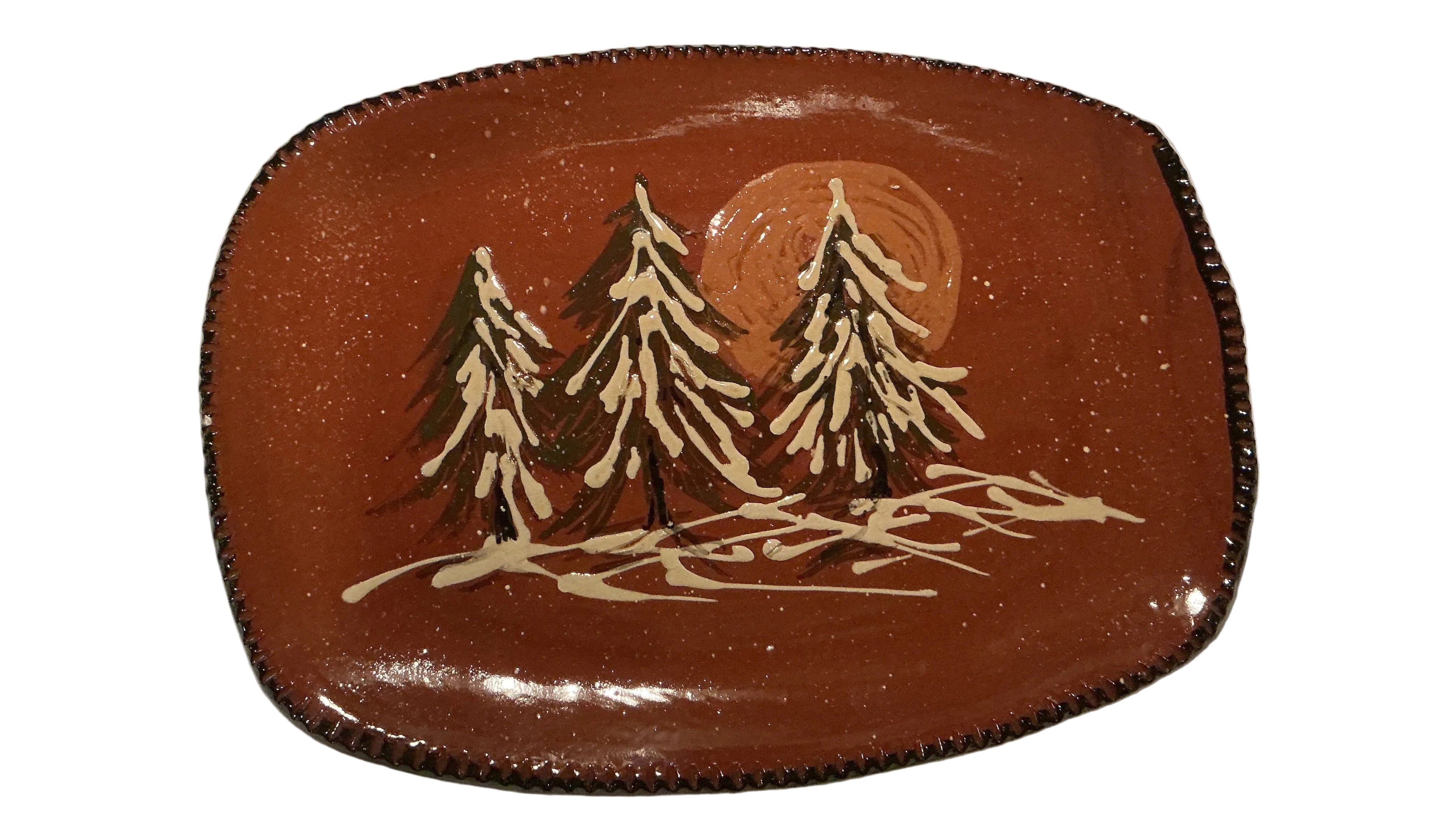 13” x 9” redware plate by Cabin Craft Pottery by Cazan