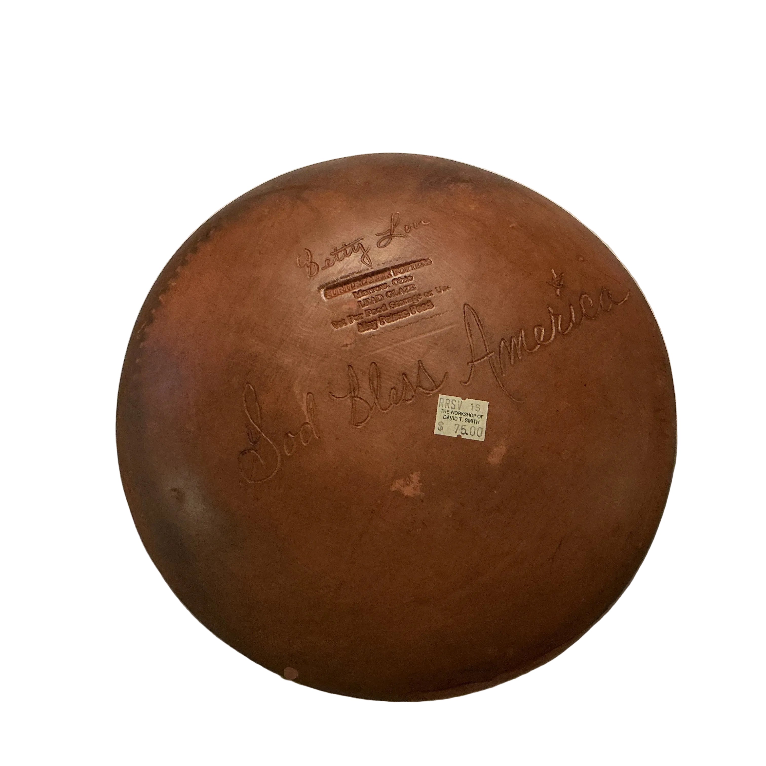 10” Redware plate by Betty Lou of Turtlecreek Potters