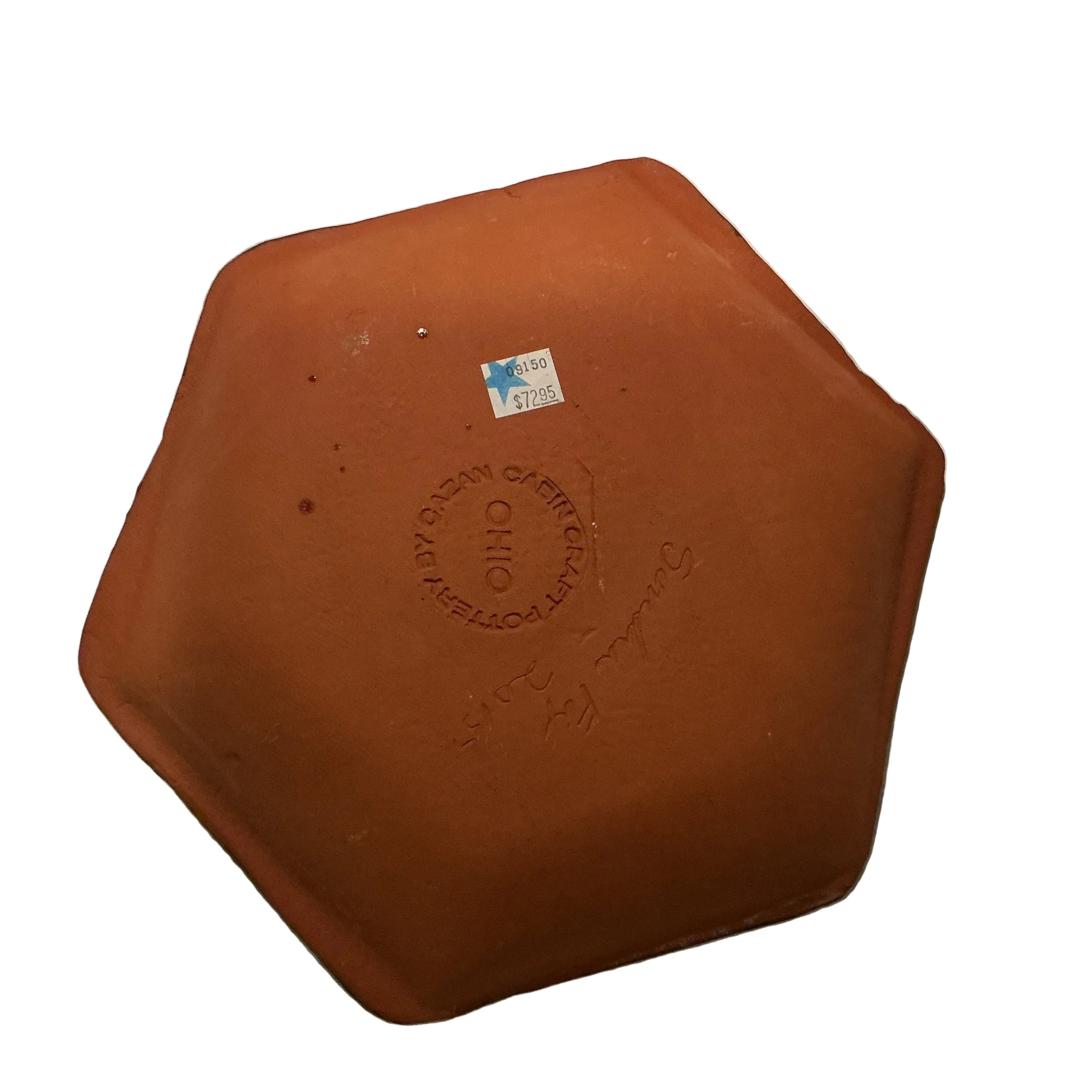 10” redware plate by Sandra Fox of Cabin Craft by Cazan Pottery