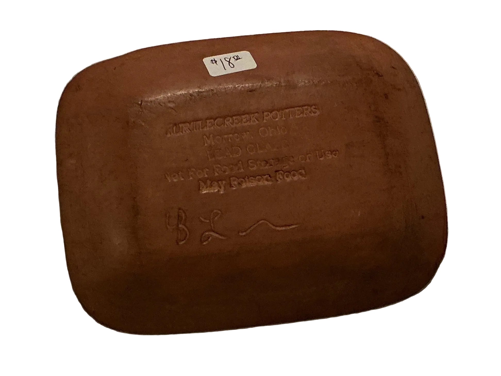 5” x 3.5” Redware plate by Turtlecreek Pottery
