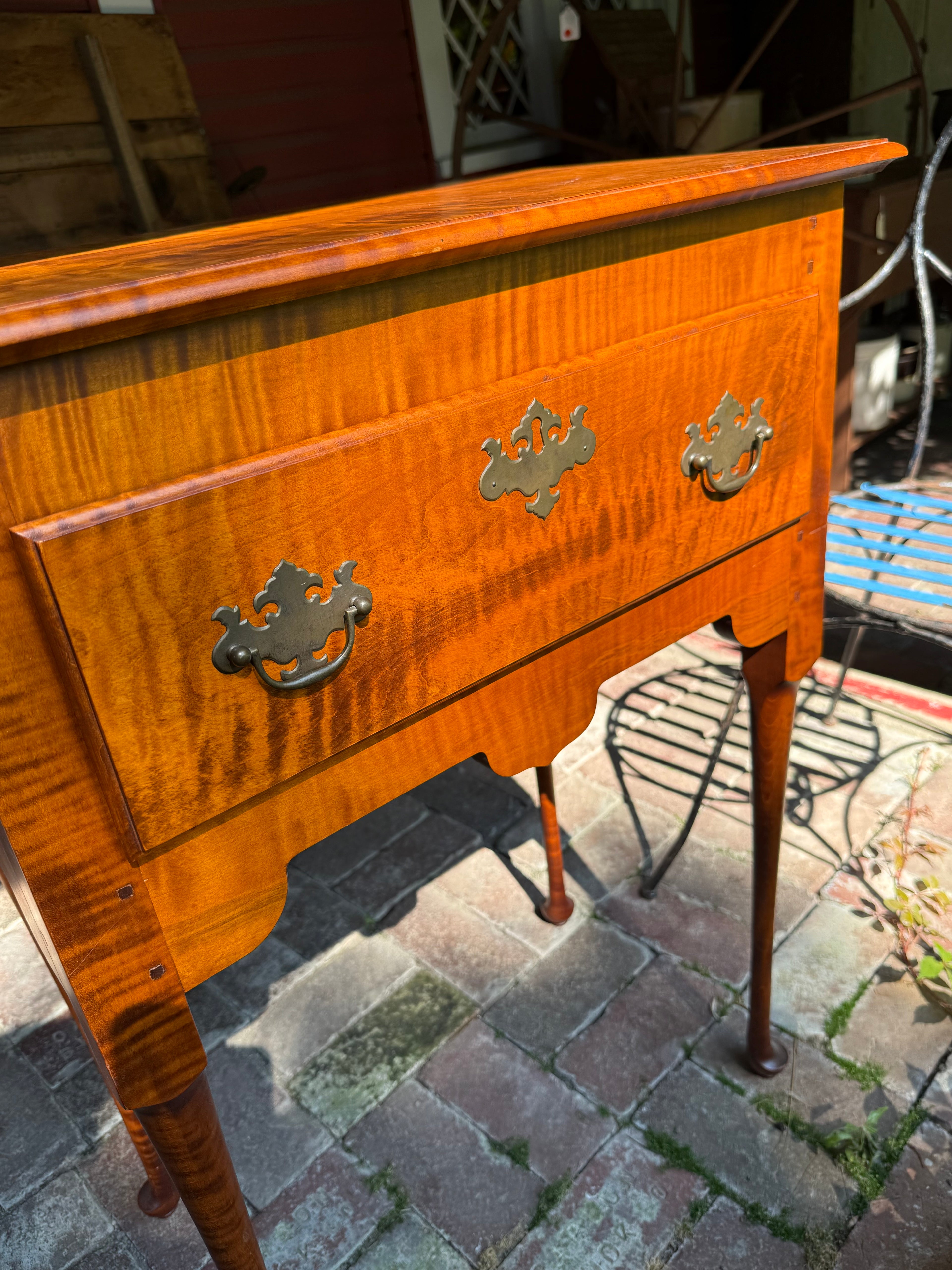 J.L. Treharn Tiger Maple Queen Anne Server